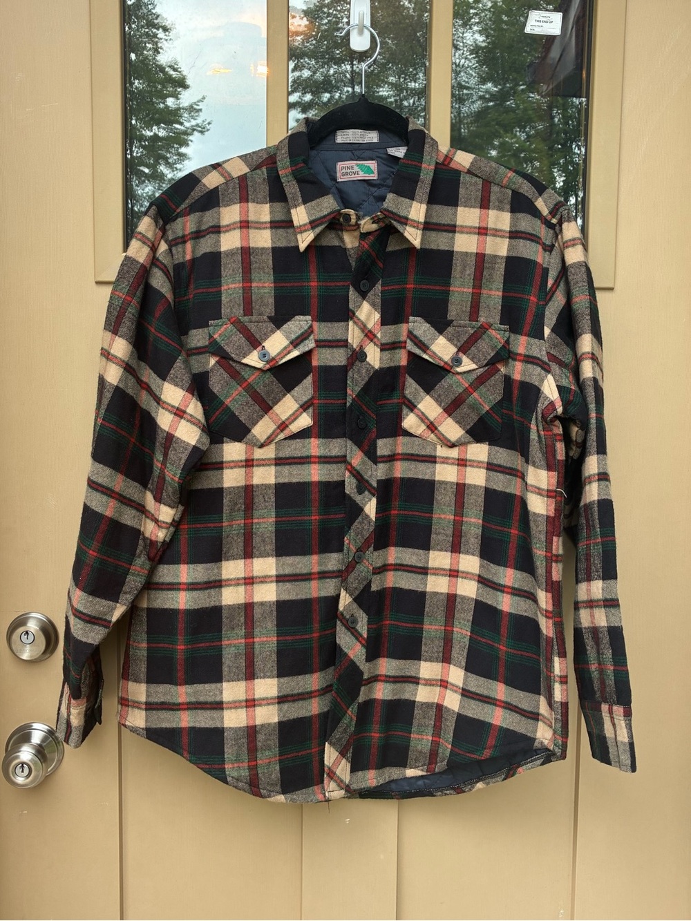 Vintage Pine Grove Button Down Shirt Quilt Lined Plaid Men's Medium